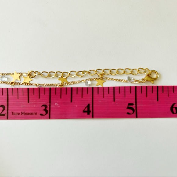 Dainty Minimalistic Gold-tone Star Sparkle Charm Anklet Adj. Length - NWT - Picture 13 of 15